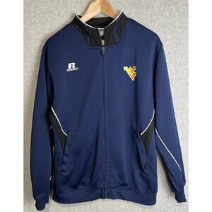 West Virginia Mountaineers Men's Medium Full Zip Jacket Blue Russell Athletic